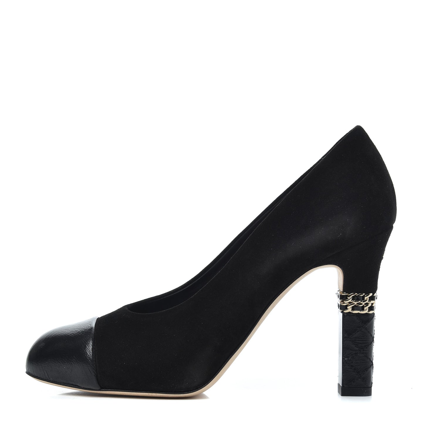 Suede Cap Toe CC Pumps 38 Black