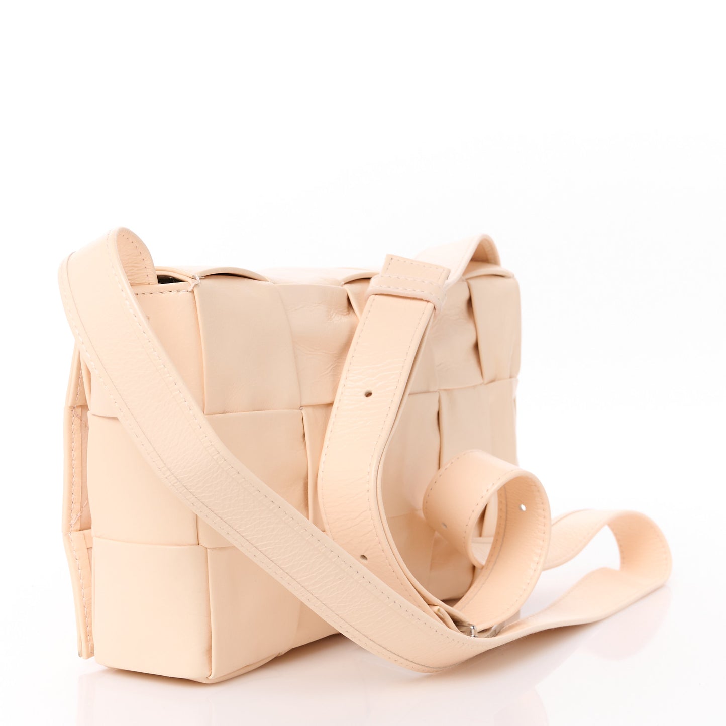 Paper Calfskin Maxi Intreccio Cassette Crossbody Bag Melon Washed