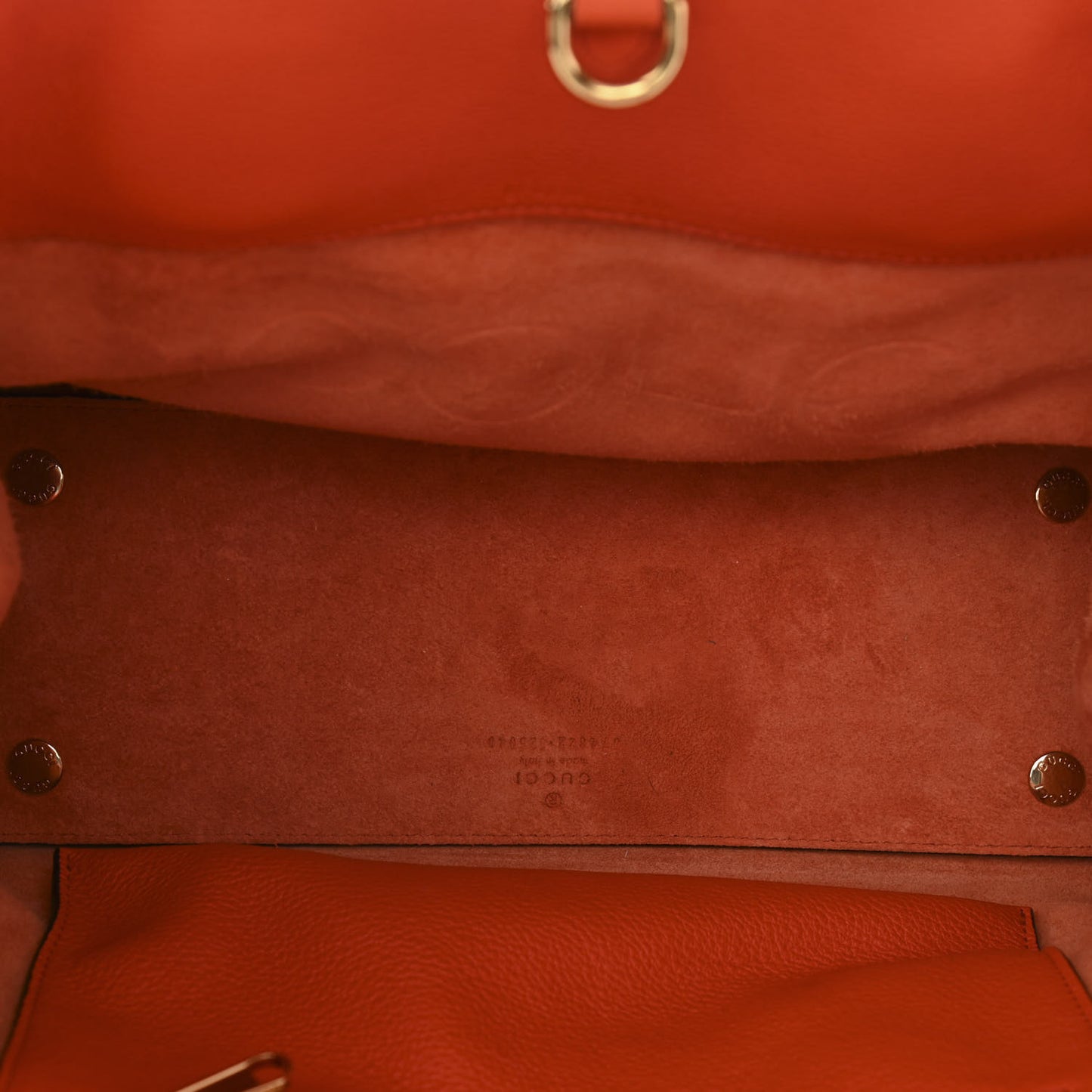 Pebbled Calfskin Small Logo Tote Deep Orange