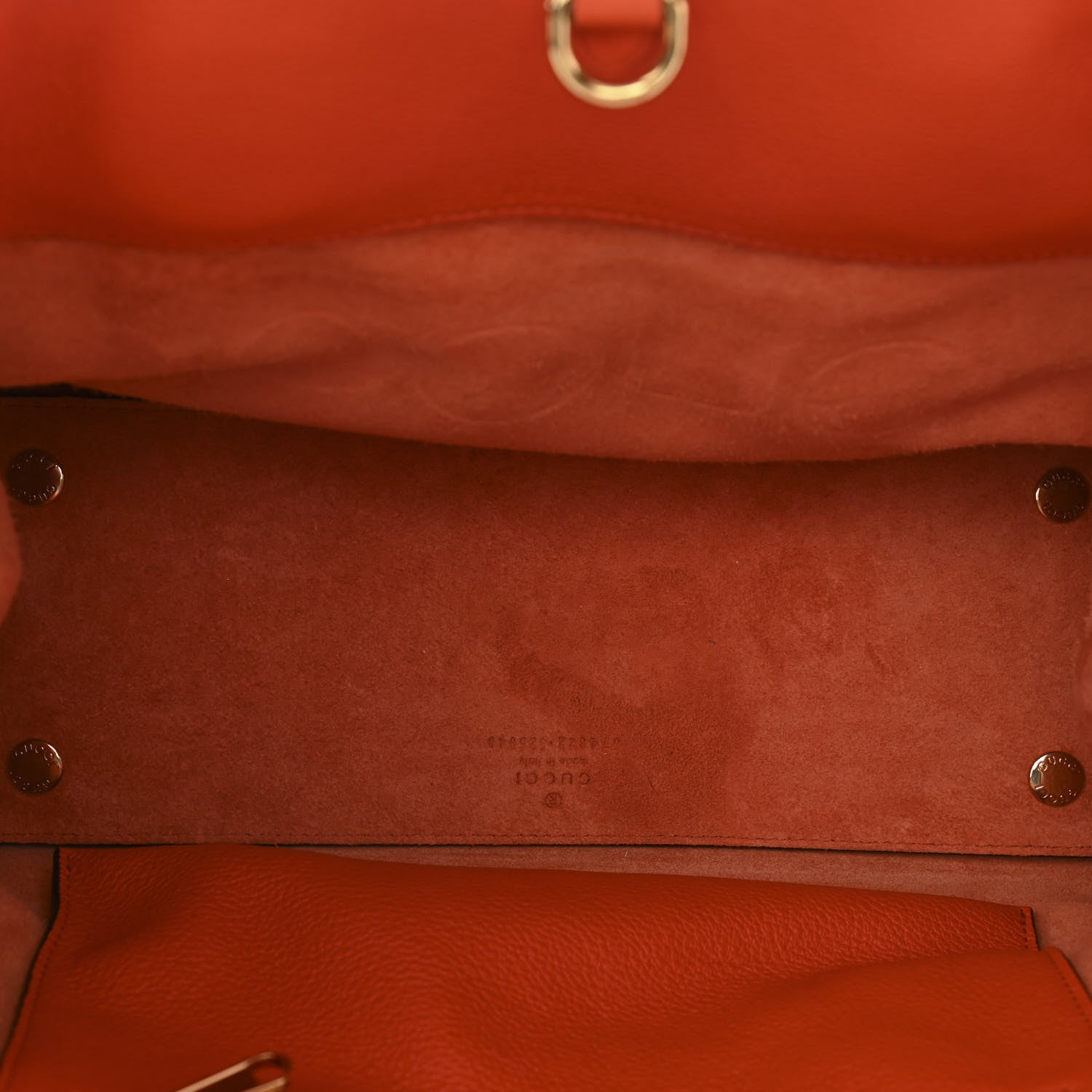 Gucci Pebbled Calfskin Small Logo Tote Deep Orange 4 of 11