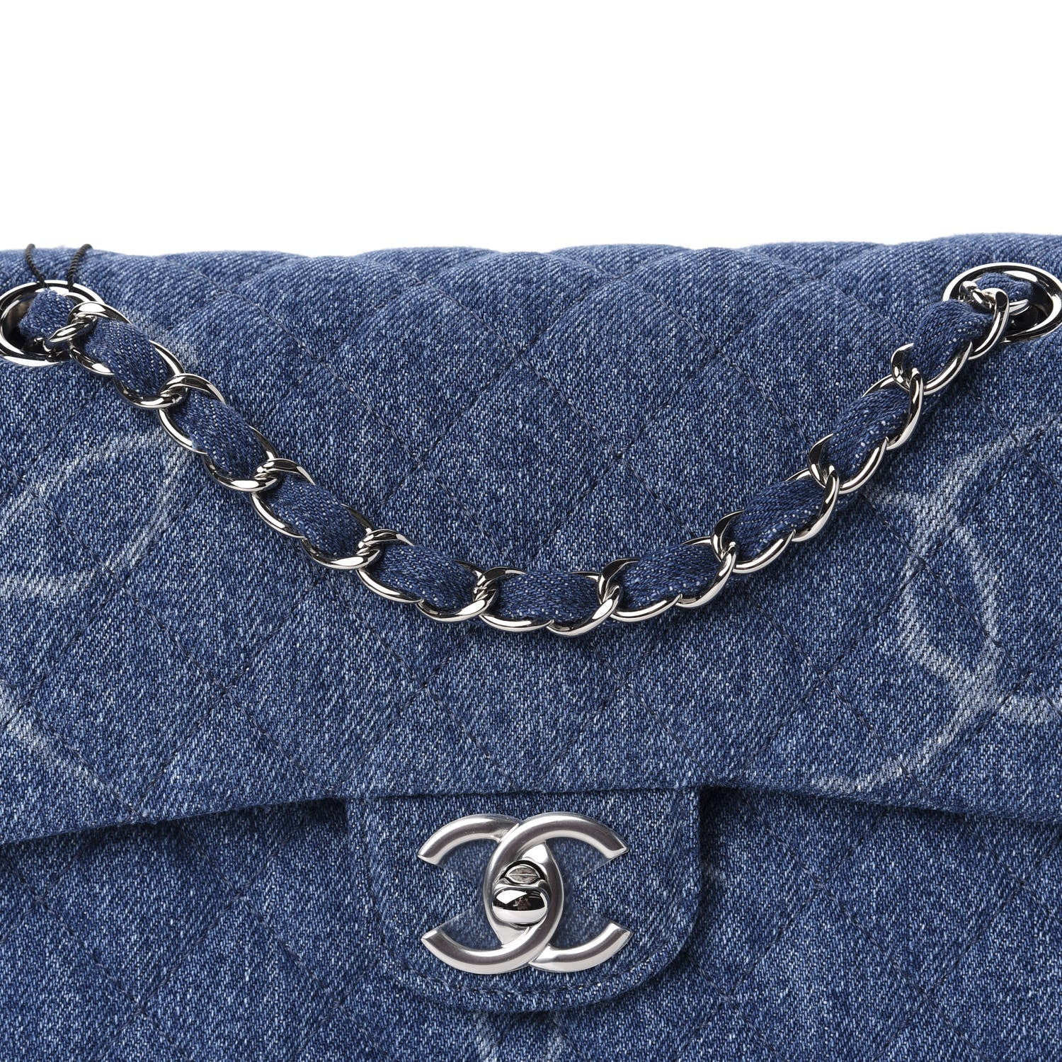 Chanel Denim Quilted CC Print Medium Single Flap Blue 11 of 12