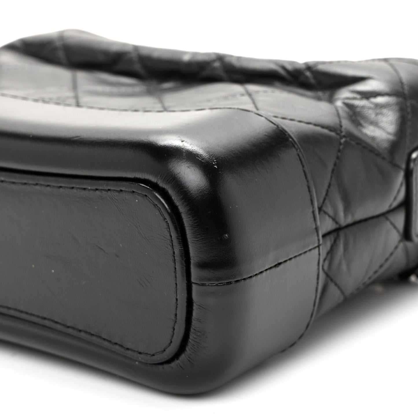 Aged Calfskin Quilted Small Gabrielle Hobo Black
