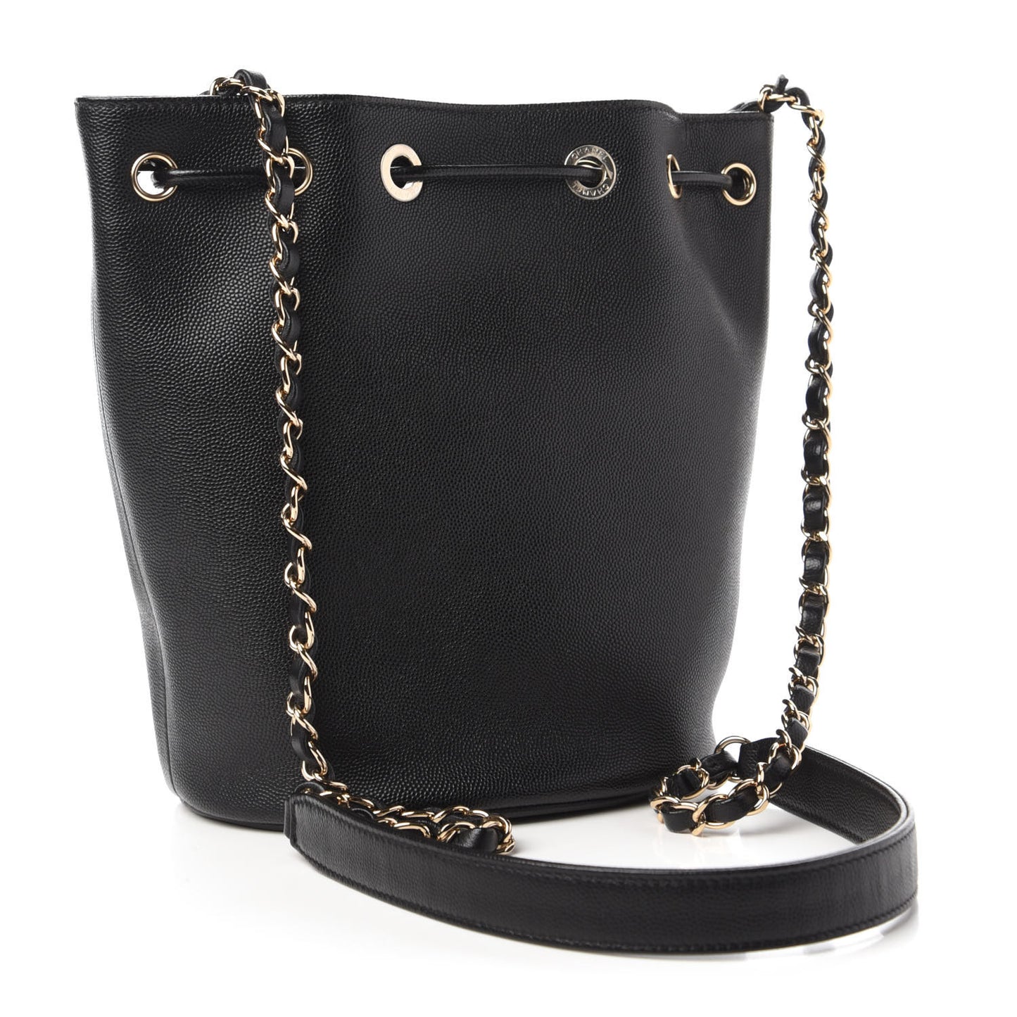 Caviar Deauville Drawstring Bucket Bag Black