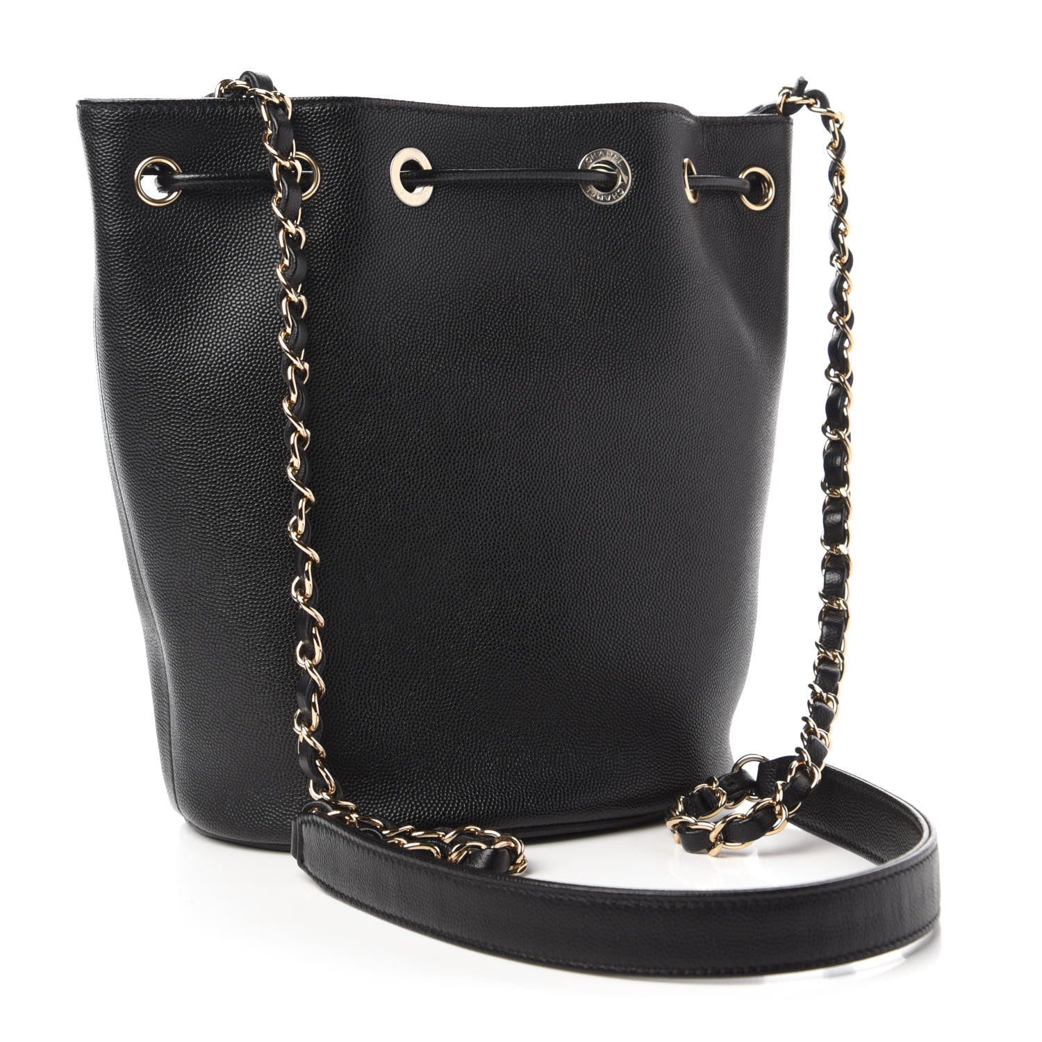 Chanel Caviar Deauville Drawstring Bucket Bag Black 3 of 10