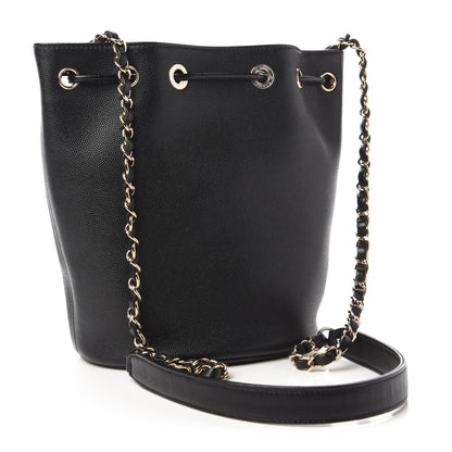 Chanel Caviar Deauville Drawstring Bucket Bag Black 3 of 10