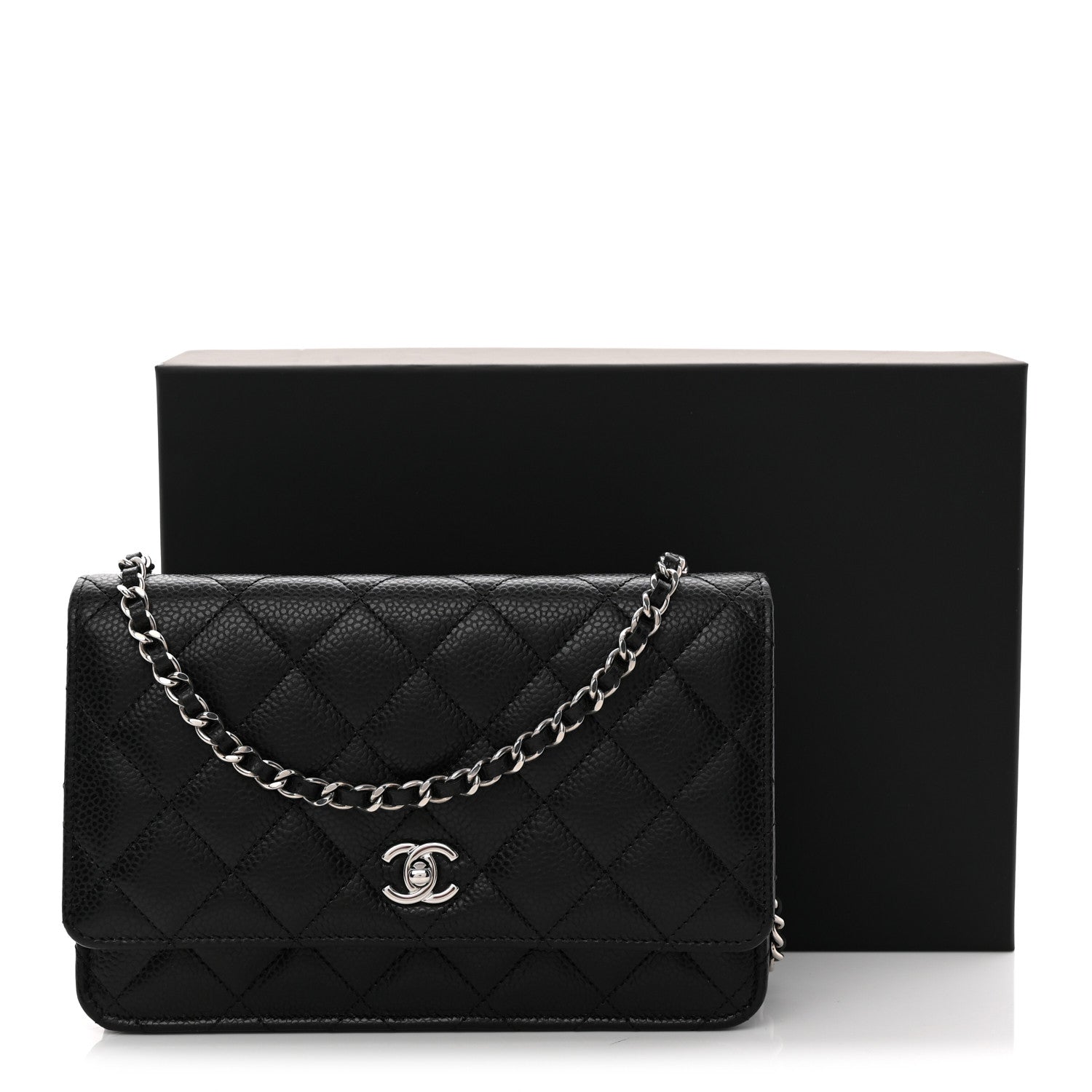 Chanel Caviar Quilted CC Turnlock Wallet On Chain WOC Black 12 of 12