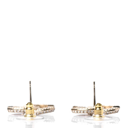 Chanel Crystal Timeless CC Earrings Light Gold 3 of 4
