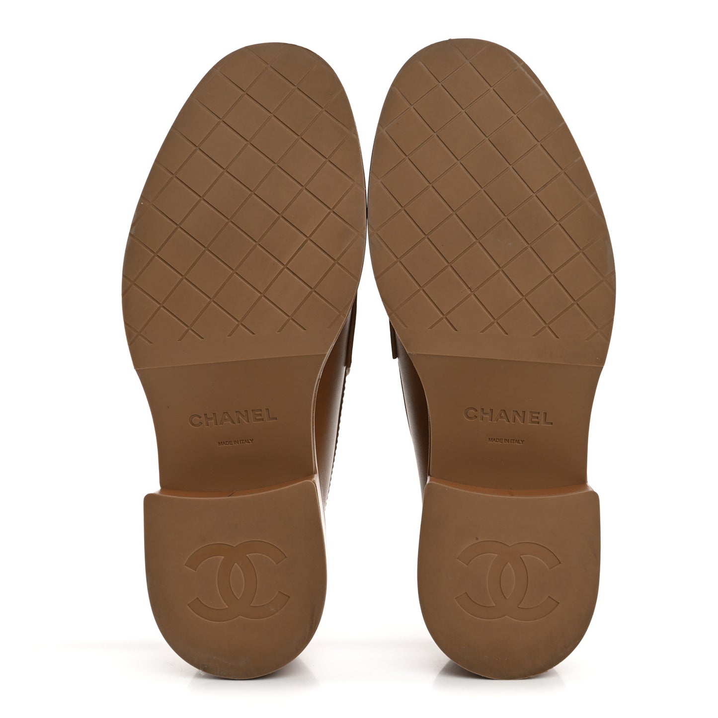 Calfskin CC Platform Loafers 38 Beige