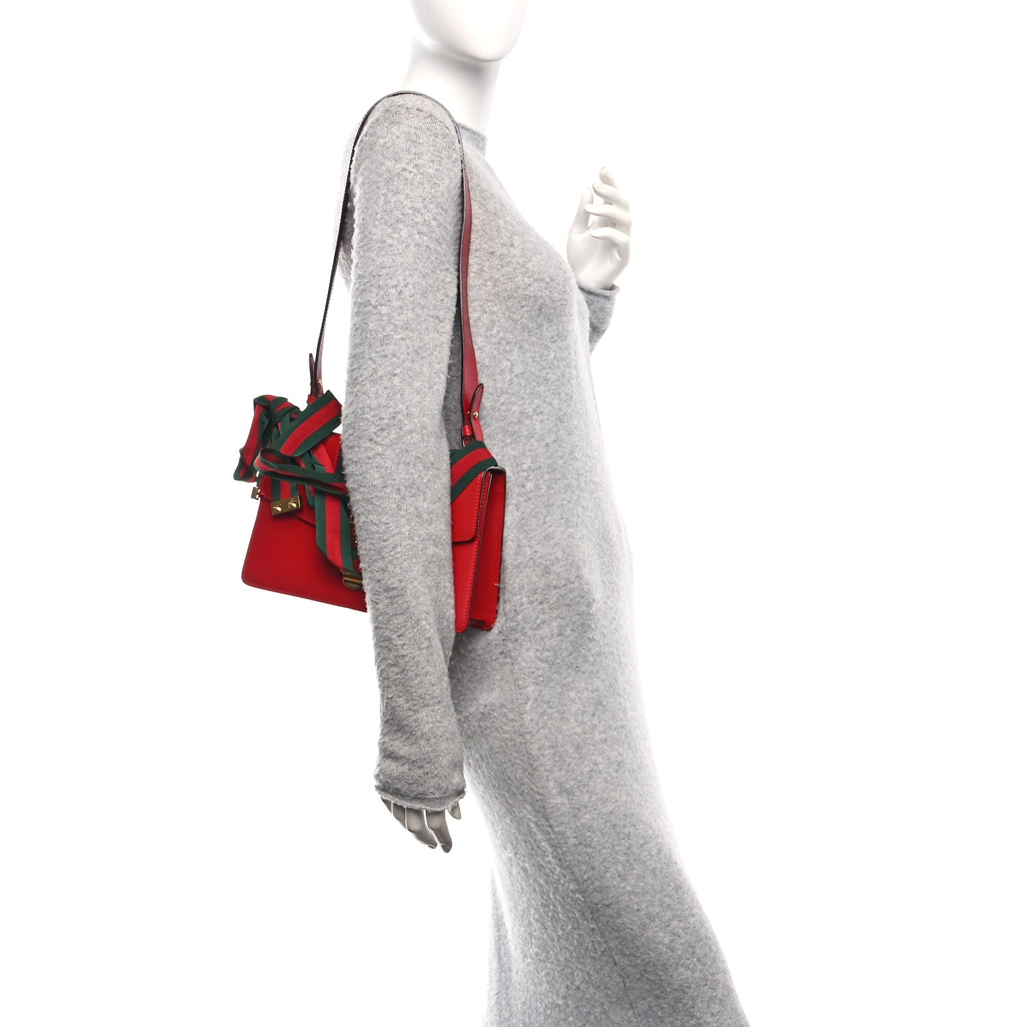 Gucci Calfskin Small Sylvie Shoulder Bag Hibiscus Red 2 of 17