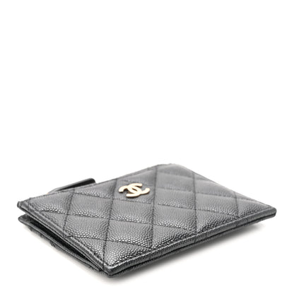 Chanel Caviar Quilted CC Zip Card Holder Black 4 of 8