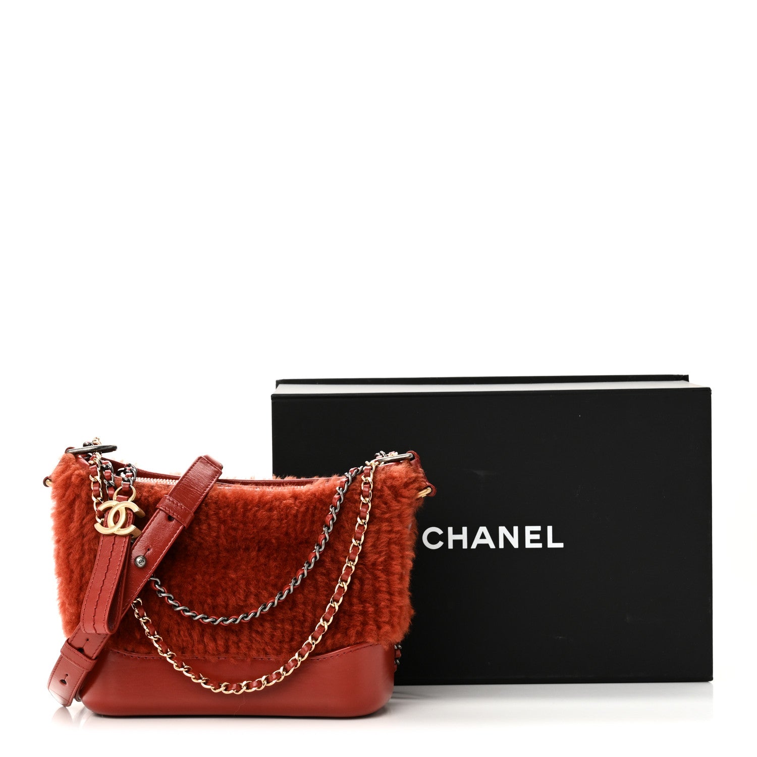 Chanel Shearling Small Gabrielle Hobo Red 11 of 11