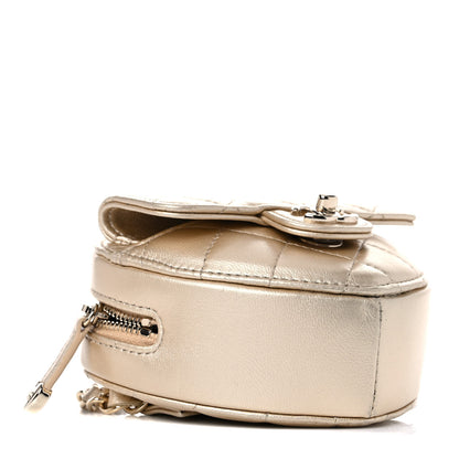 Chanel Metallic Lambskin Quilted CC In Love Heart Waist Belt Bag With Chain Gold 3 of 11