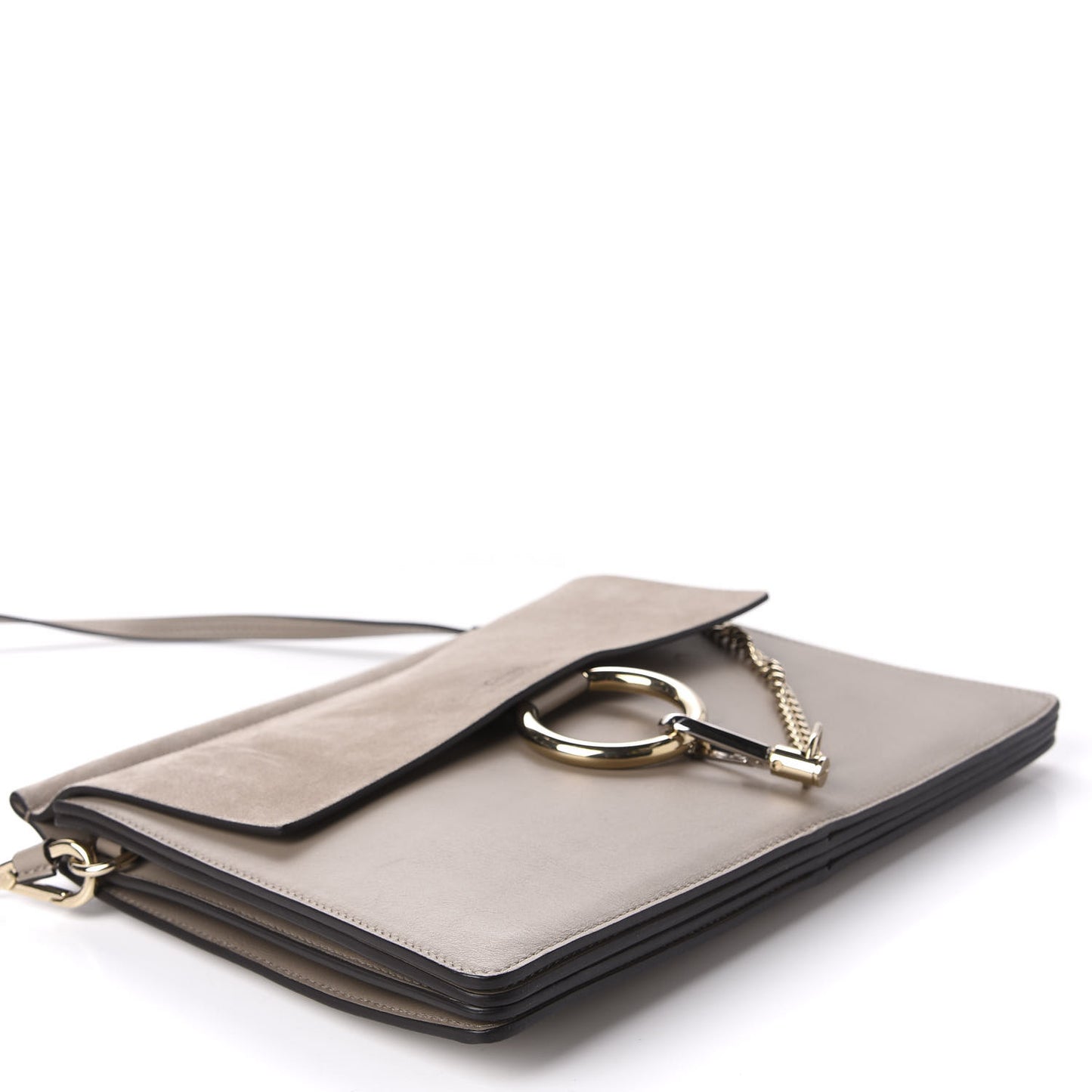 Calfskin Suede Medium Faye Shoulder Bag Motty Grey