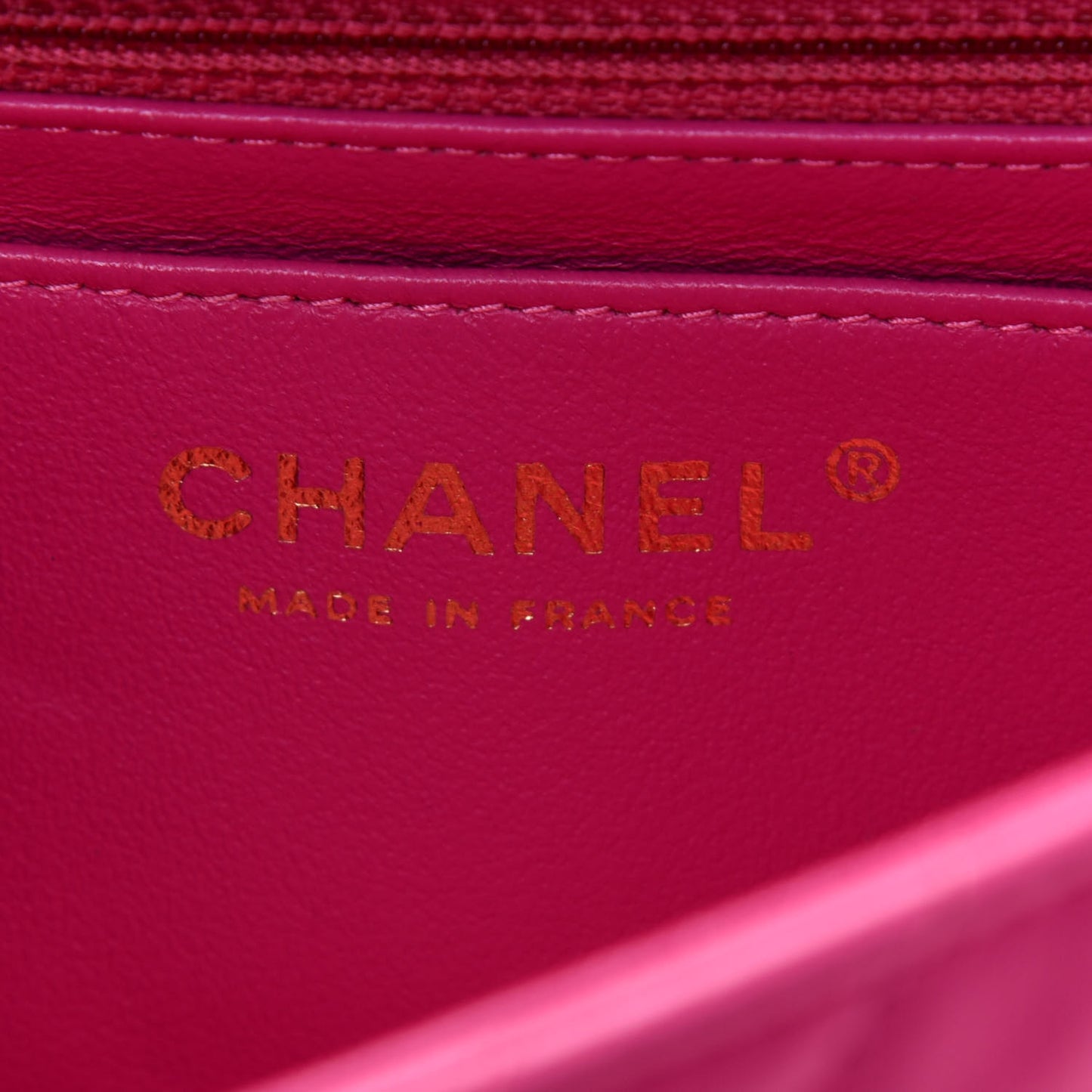 Lambskin Chevron Quilted Mini Rectangular Flap Fuchsia