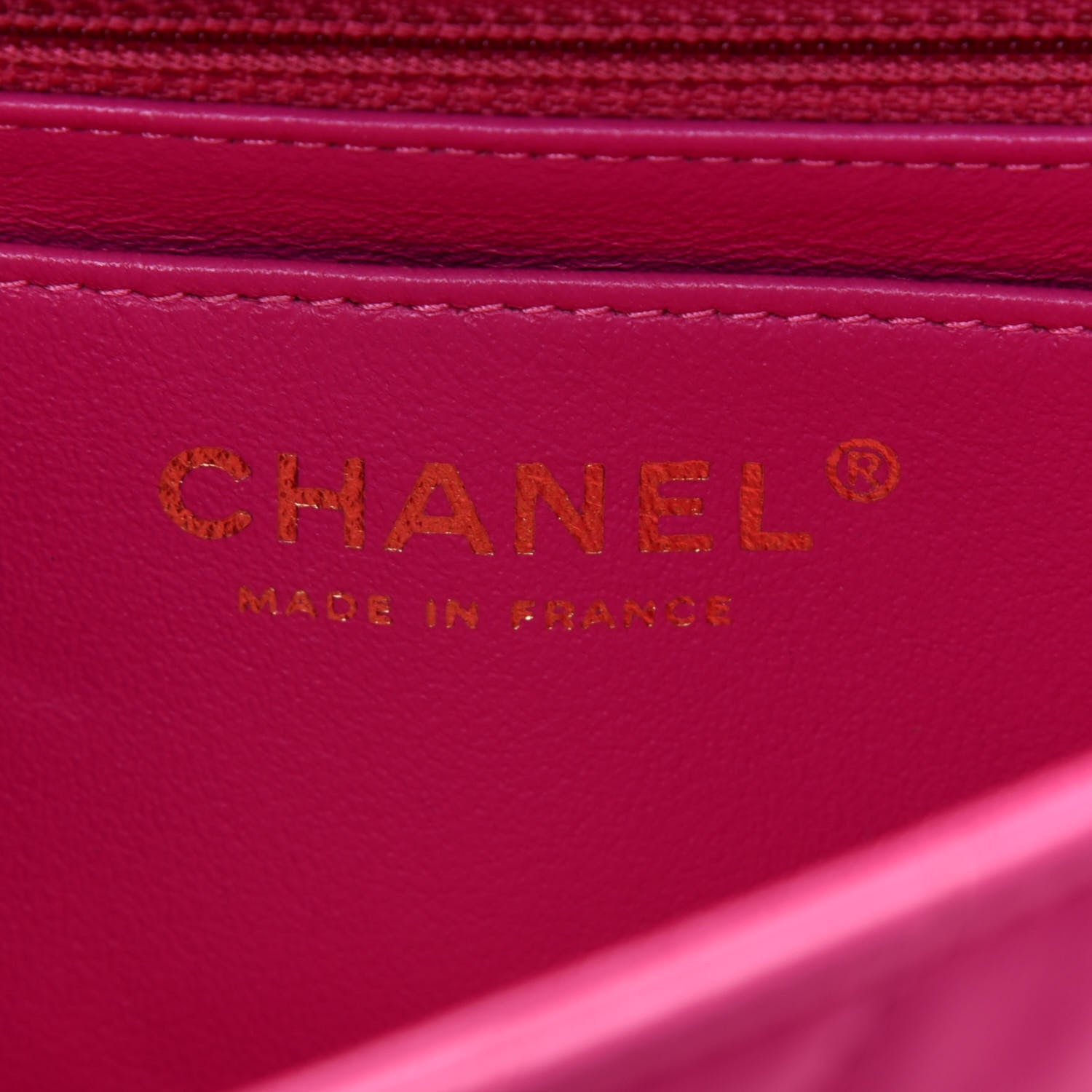 Chanel Lambskin Chevron Quilted Mini Rectangular Flap Fuchsia 8 of 18