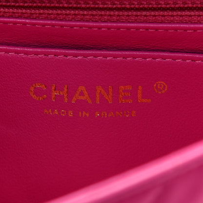 Chanel Lambskin Chevron Quilted Mini Rectangular Flap Fuchsia 8 of 18