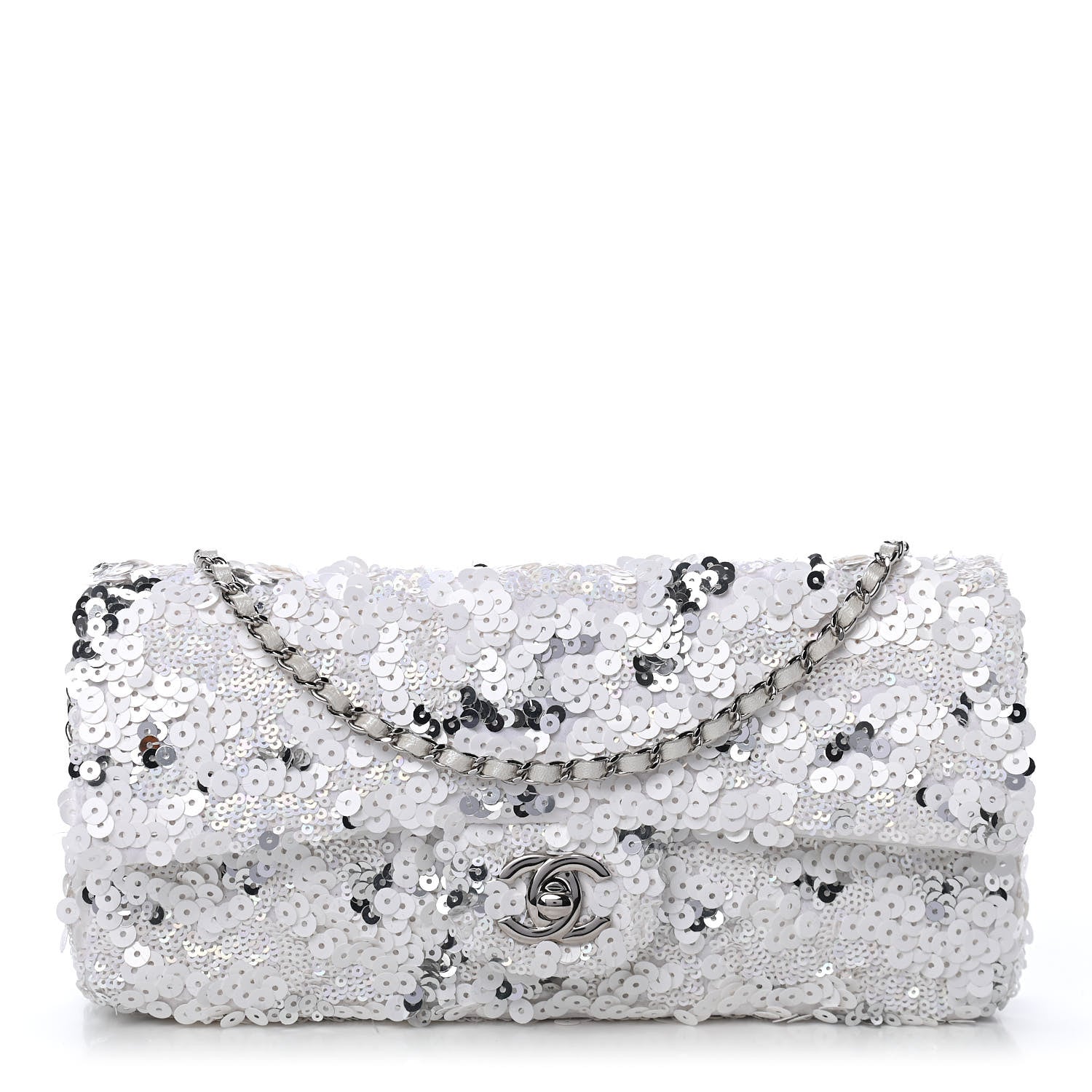 Chanel Sequin East West Flap Dark White 1 of 14