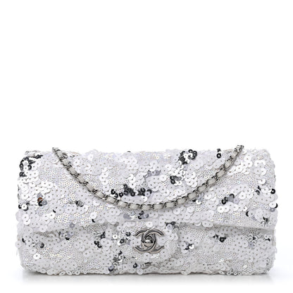 Chanel Sequin East West Flap Dark White 1 of 14