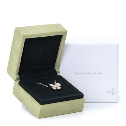 Van Cleef & Arpels 18K Rose Gold Diamond Mother of Pearl Two Butterfly Pendant Necklace 7 of 7
