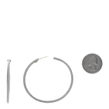 David Yurman Sterling Silver Large Cable Classics Hoop Earrings 2 of 4
