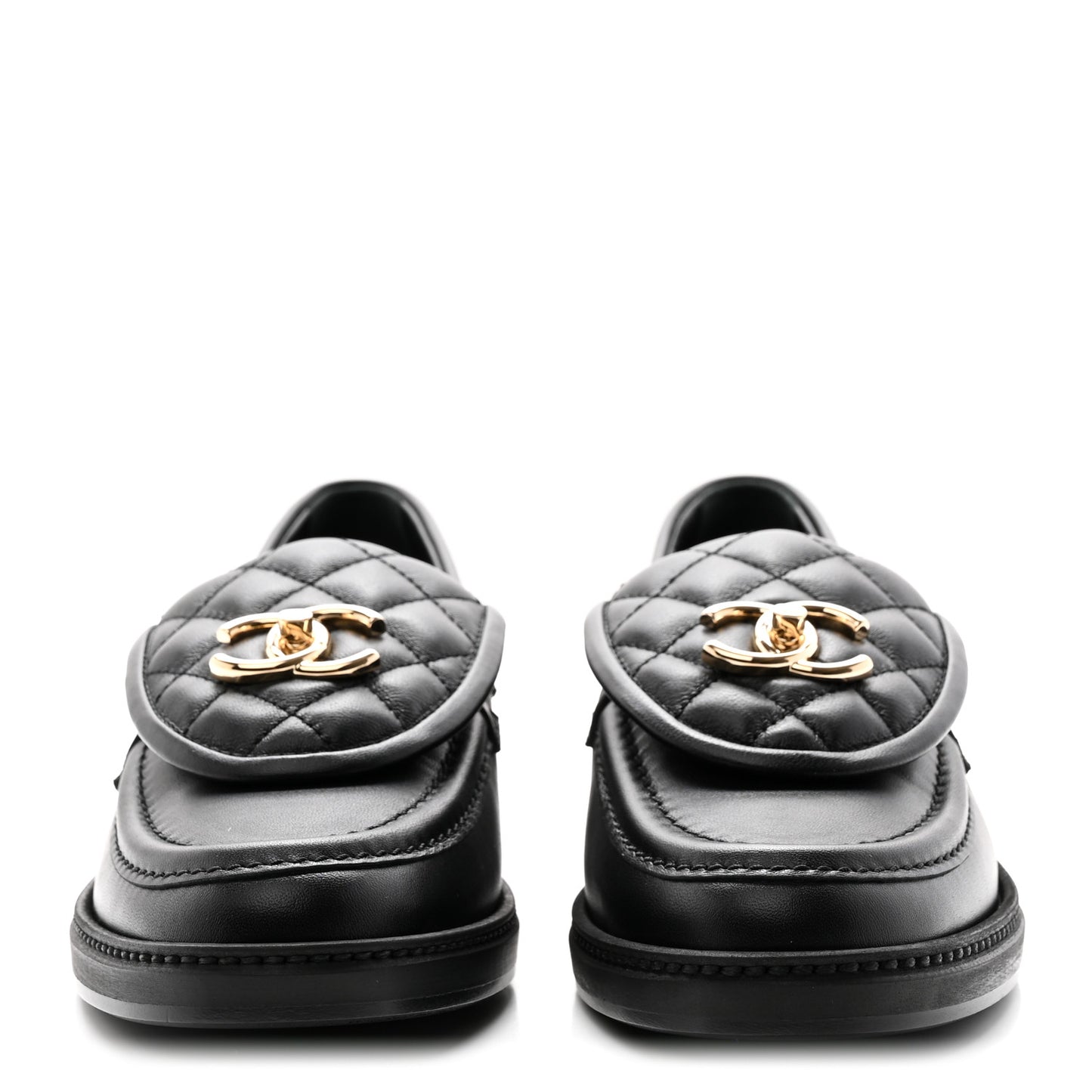 Lambskin Quilted CC Turnlock Loafers 37 Black