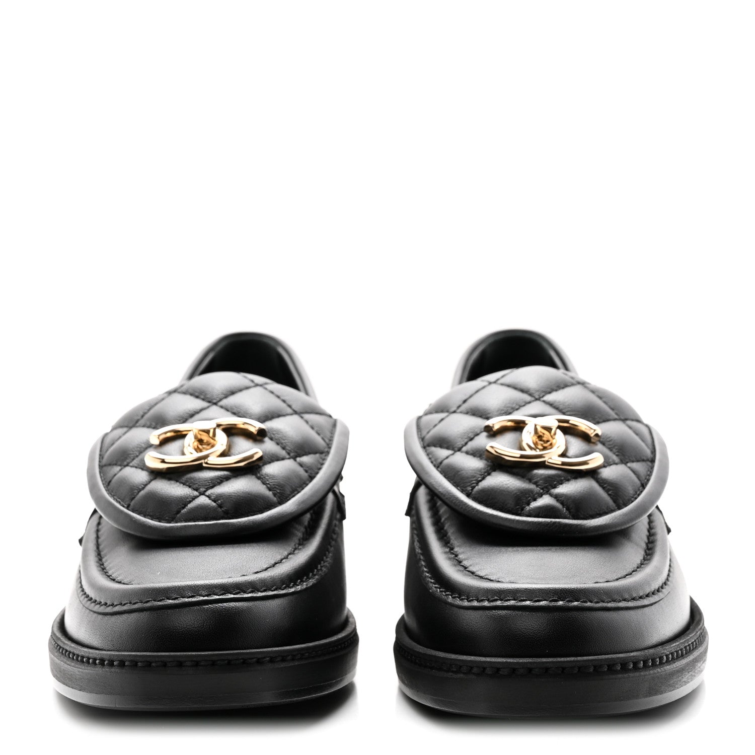 Chanel Lambskin Quilted CC Turnlock Loafers 37 Black 2 of 12