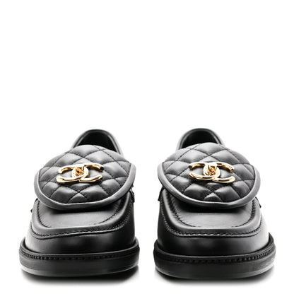 Chanel Lambskin Quilted CC Turnlock Loafers 37 Black 2 of 12