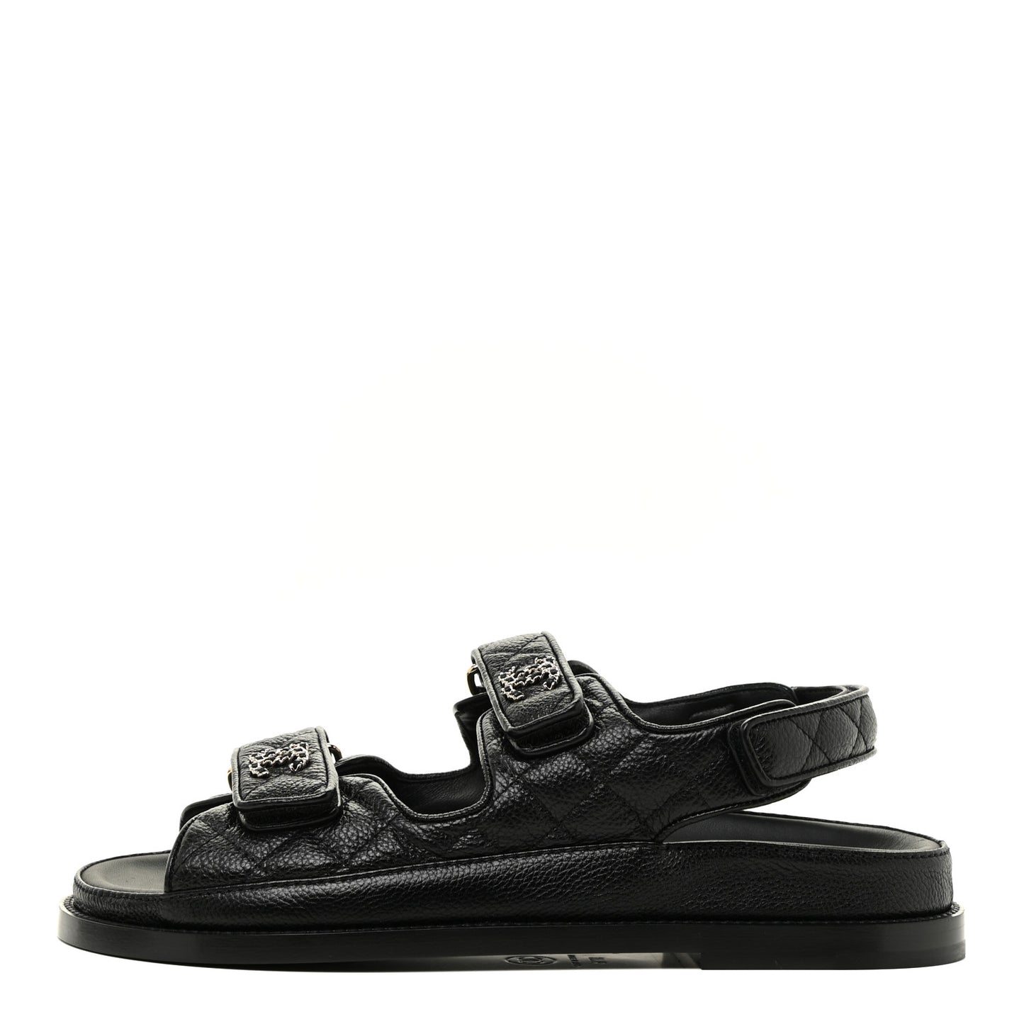 Grained Calfskin Velcro Dad Sandals 37.5 Black