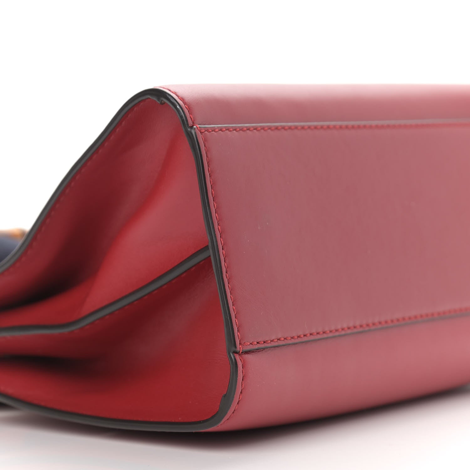 Gucci Nappa Bamboo Web Mini Nymphaea Top Handle Bag Hibiscus Red 9 of 11