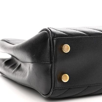 Saint Laurent Grain De Poudre Matelasse Chevron Monogram Shopping Bag Black 8 of 9