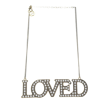 Gucci Metal Pearl Loved Necklace Aged Gold 3 of 5