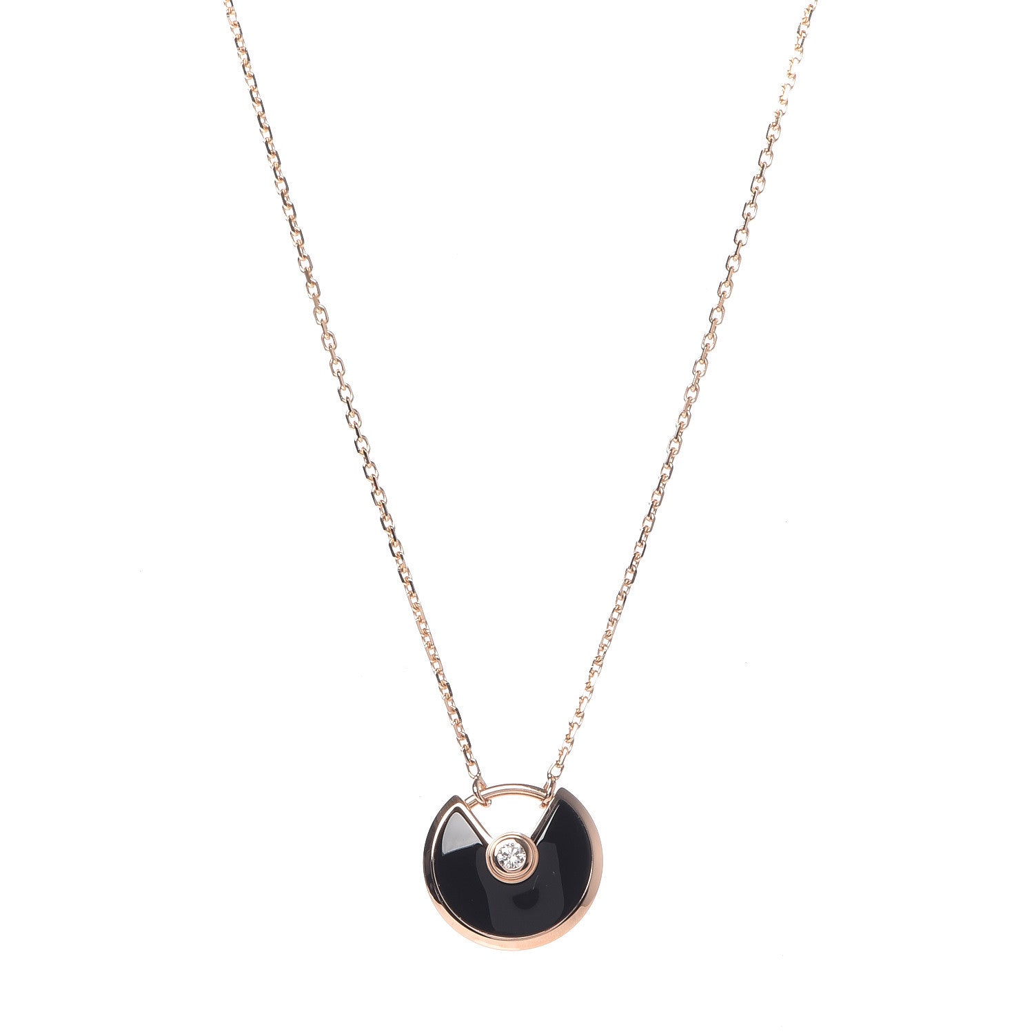 Cartier 18K Pink Gold Diamond Black Onyx XS Amulette de Cartier Pendant Necklace 4 of 7