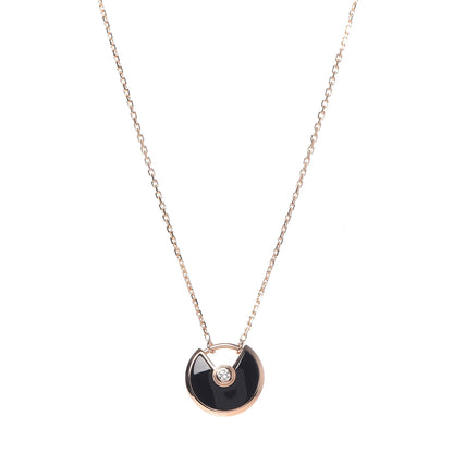 Cartier 18K Pink Gold Diamond Black Onyx XS Amulette de Cartier Pendant Necklace 4 of 7