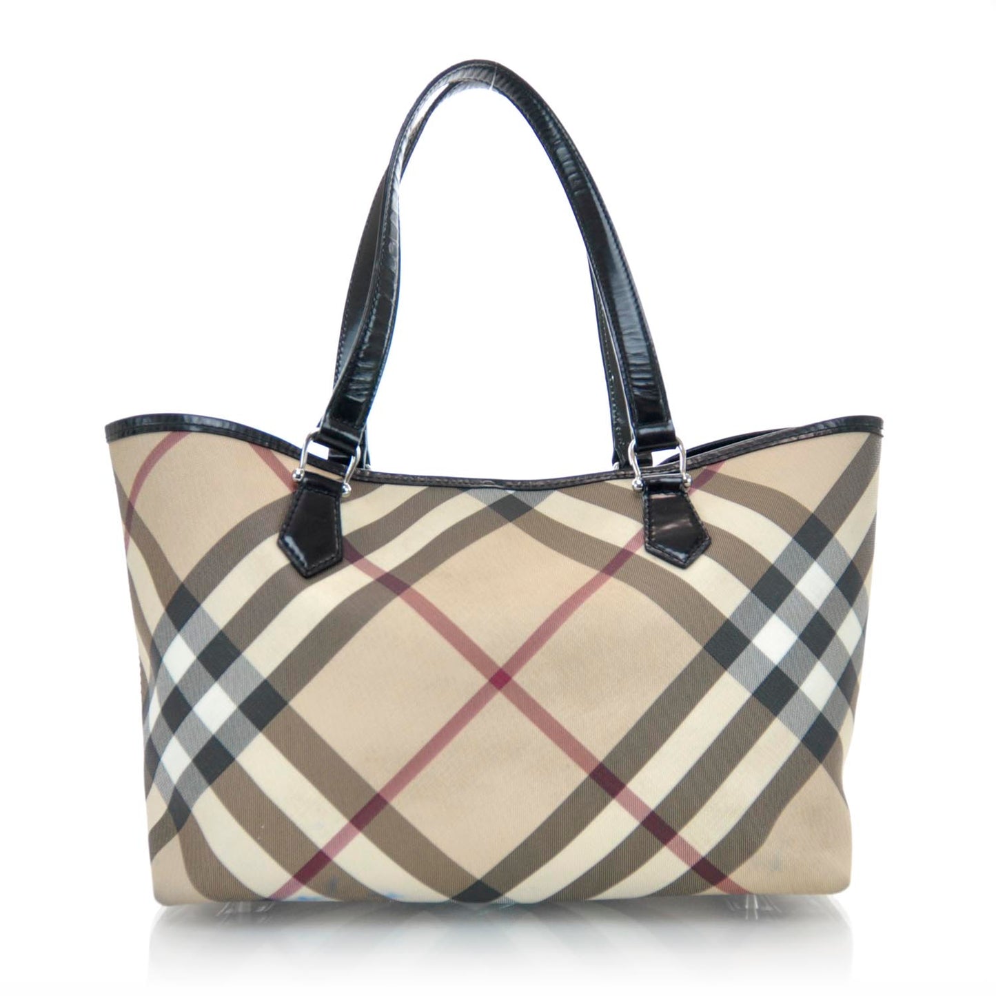 Patent Trim Nova Check Tote Black