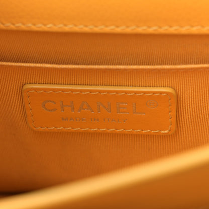 Chanel Caviar Quilted CC Box Flap Yellow 6 of 18