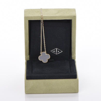 Van Cleef & Arpels 18K Yellow Gold Black Onyx Vintage Alhambra Pendant Necklace 6 of 6