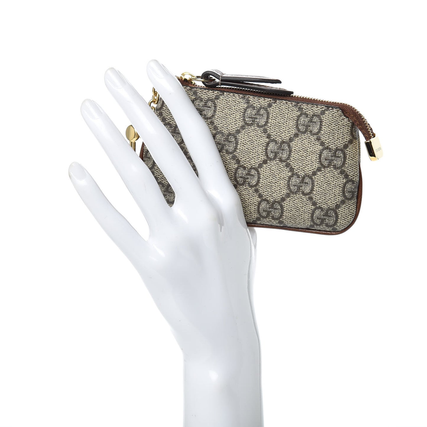 GG Supreme Monogram Key Case Brown