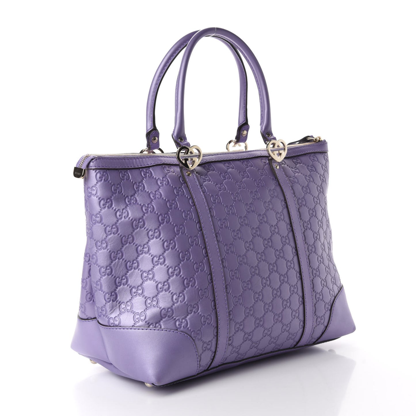 Metallic Guccissima Lovely Heart Tote Purple