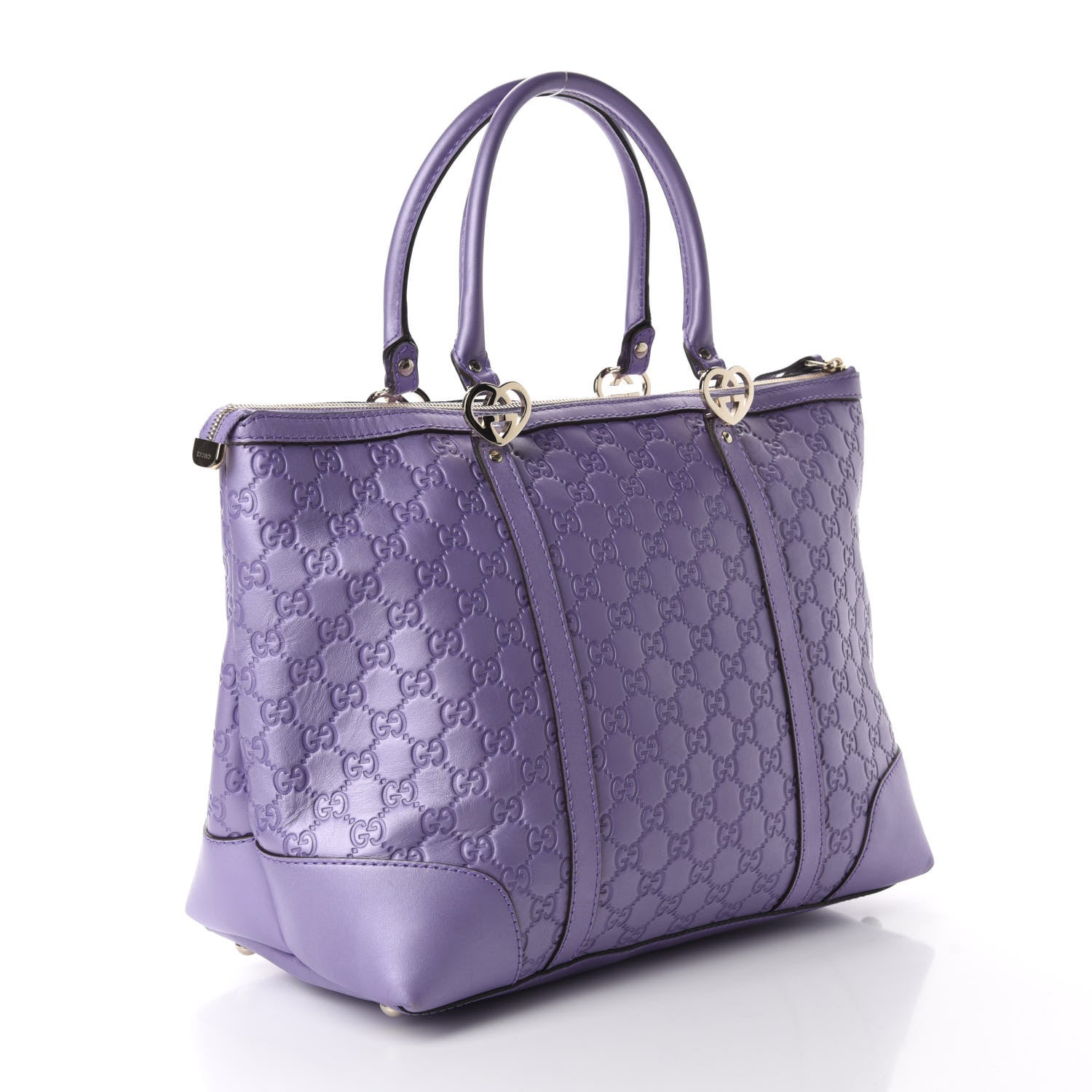 Gucci Metallic Guccissima Lovely Heart Tote Purple 3 of 12