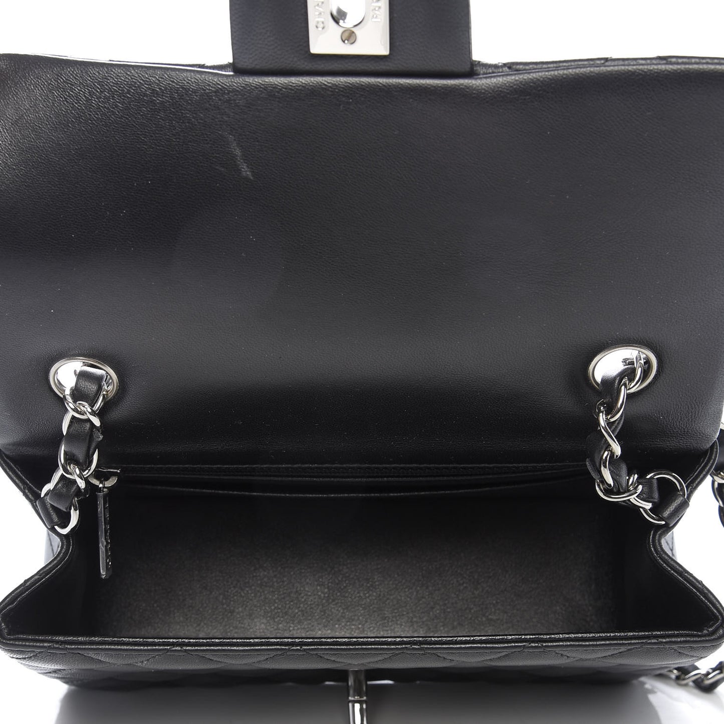 Lambskin Quilted Mini Rectangular Flap Black