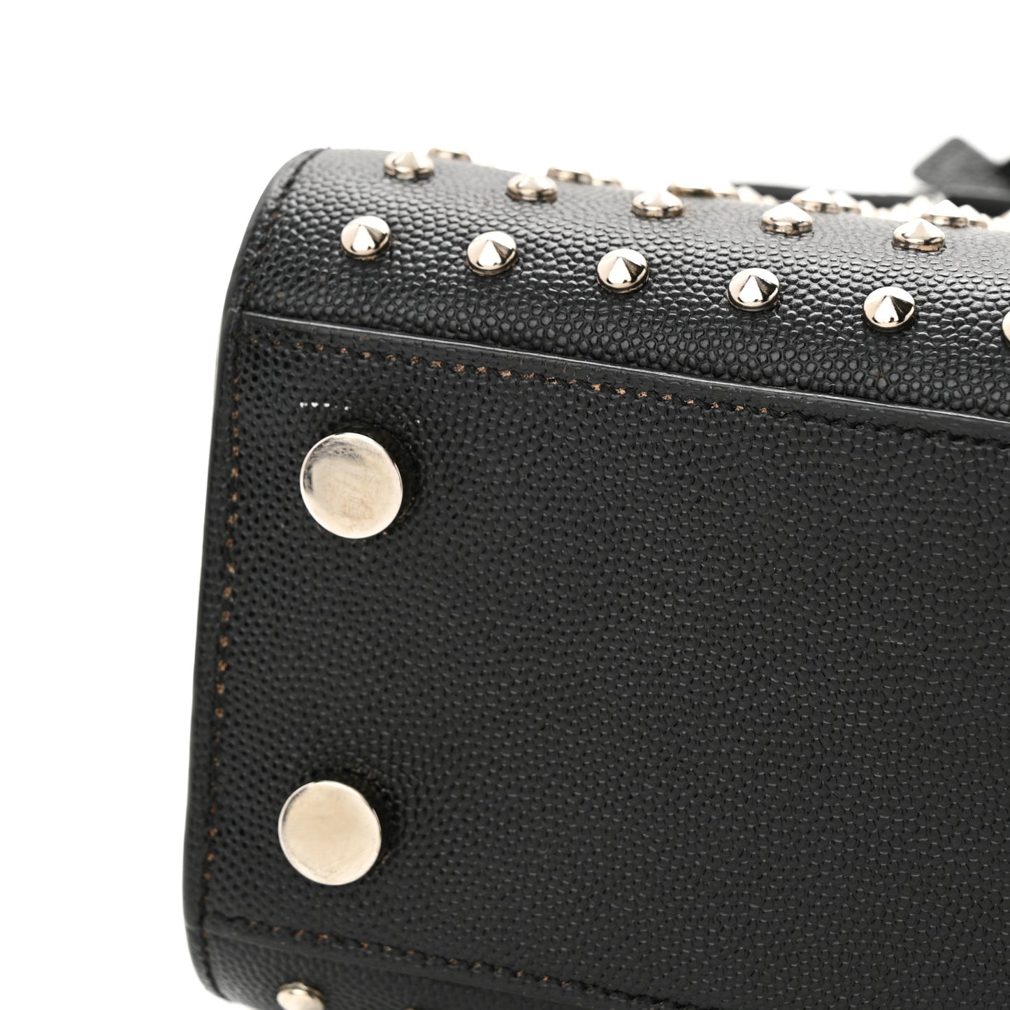 SAINT LAURENT Calfskin Studded Nano Sac De Jour Black