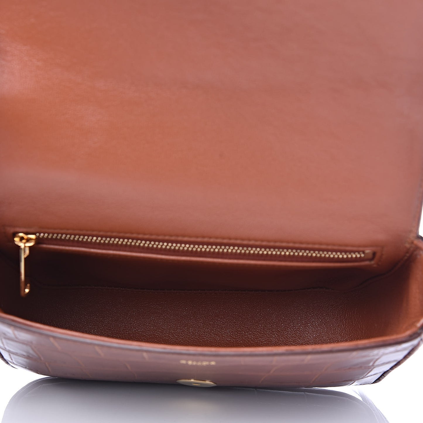 Calfskin Crocodile Embossed Medium Tassel Bag Tan
