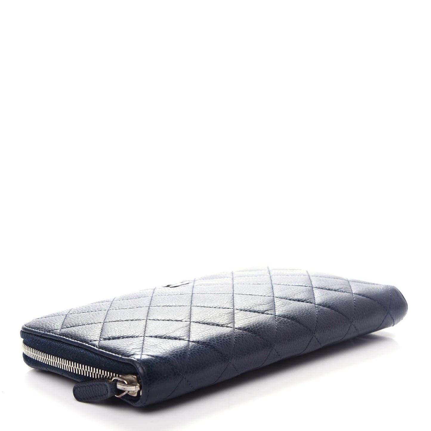 Caviar Quilted Large Zip Around Organizer Wallet Navy
