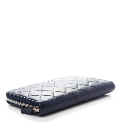 Chanel Caviar Quilted Large Zip Around Organizer Wallet Navy 4 of 7