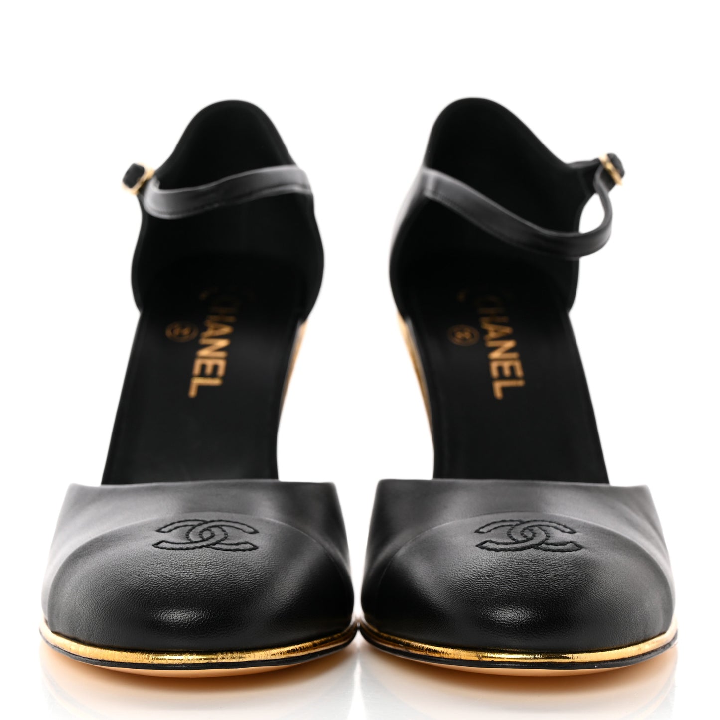 Lambskin Cap Toe Open Wedge 39.5 Black