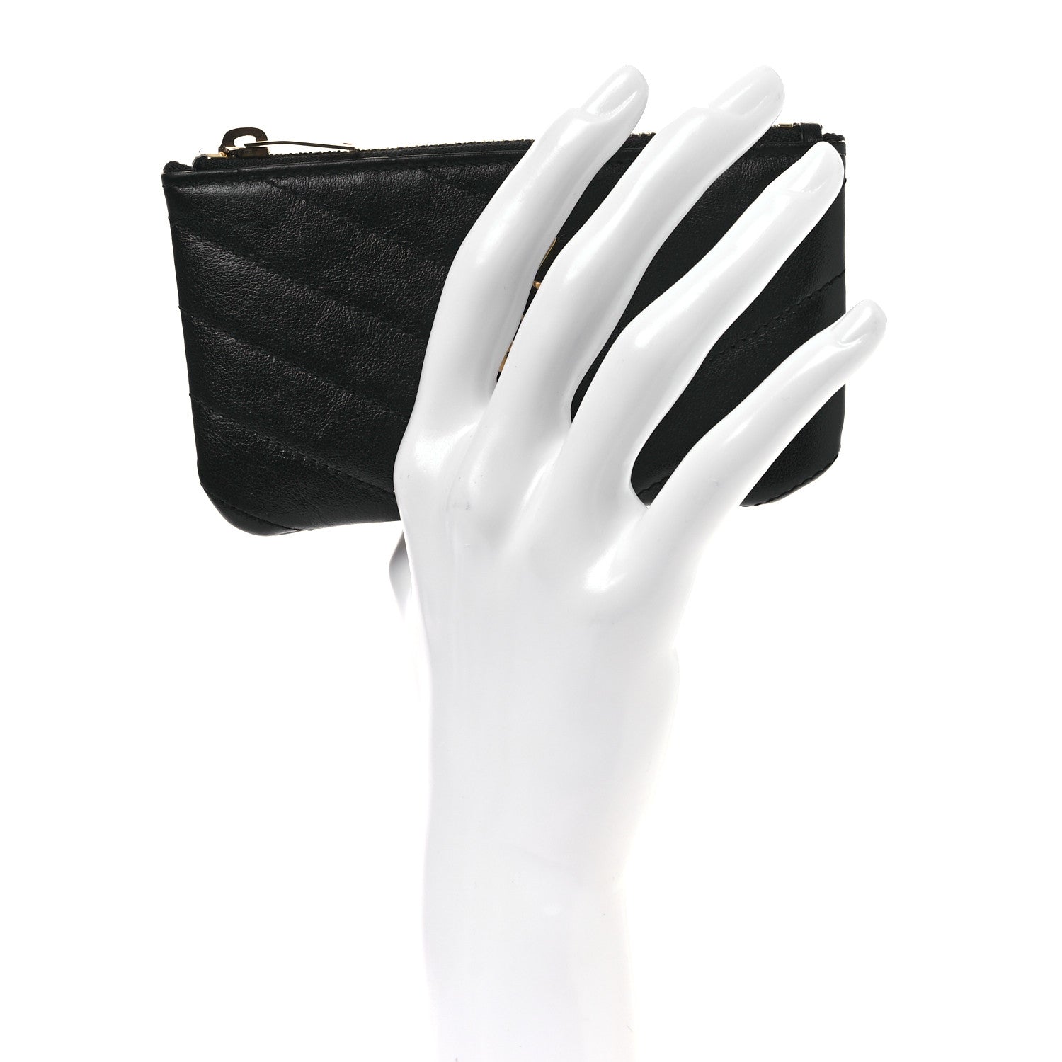 Saint Laurent Calfskin Matelasse Monogram Key Pouch Black 2 of 10