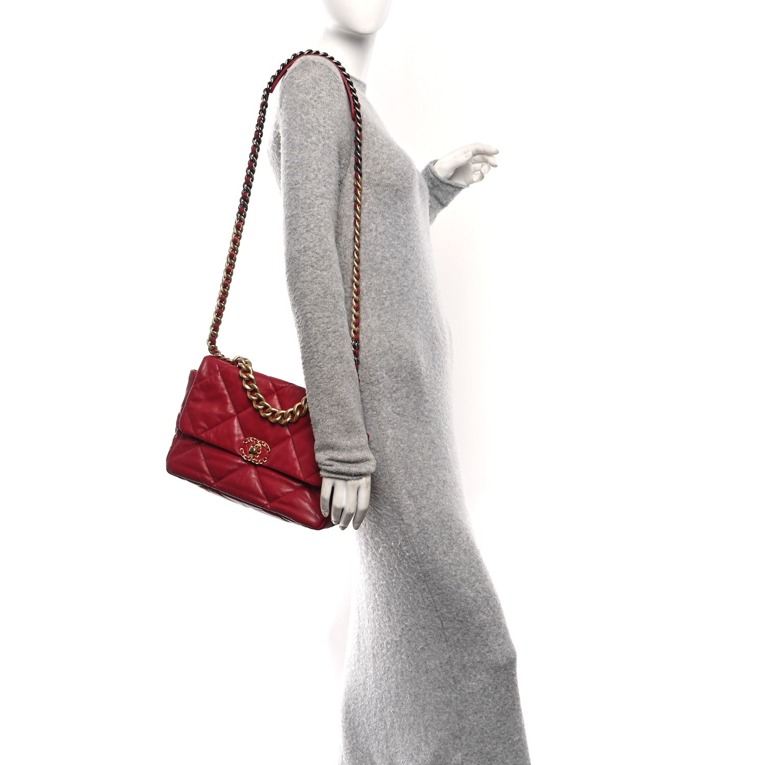 Chanel Lambskin Quilted Large Chanel 19 Flap Red 2 of 10