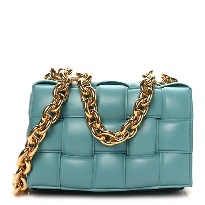 Bottega Veneta Lambskin Maxi Intrecciato Padded Chain Cassette Crossbody Bag Linoleum 1 of 8