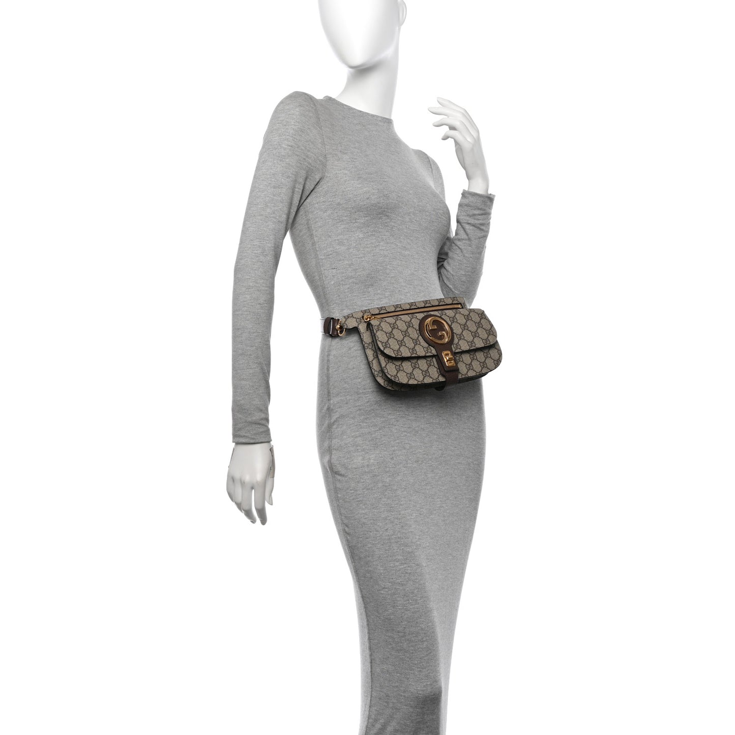 GG Supreme Monogram Textured Dollar Calfskin Blondie Belt Bag Beige Ebony New Acero