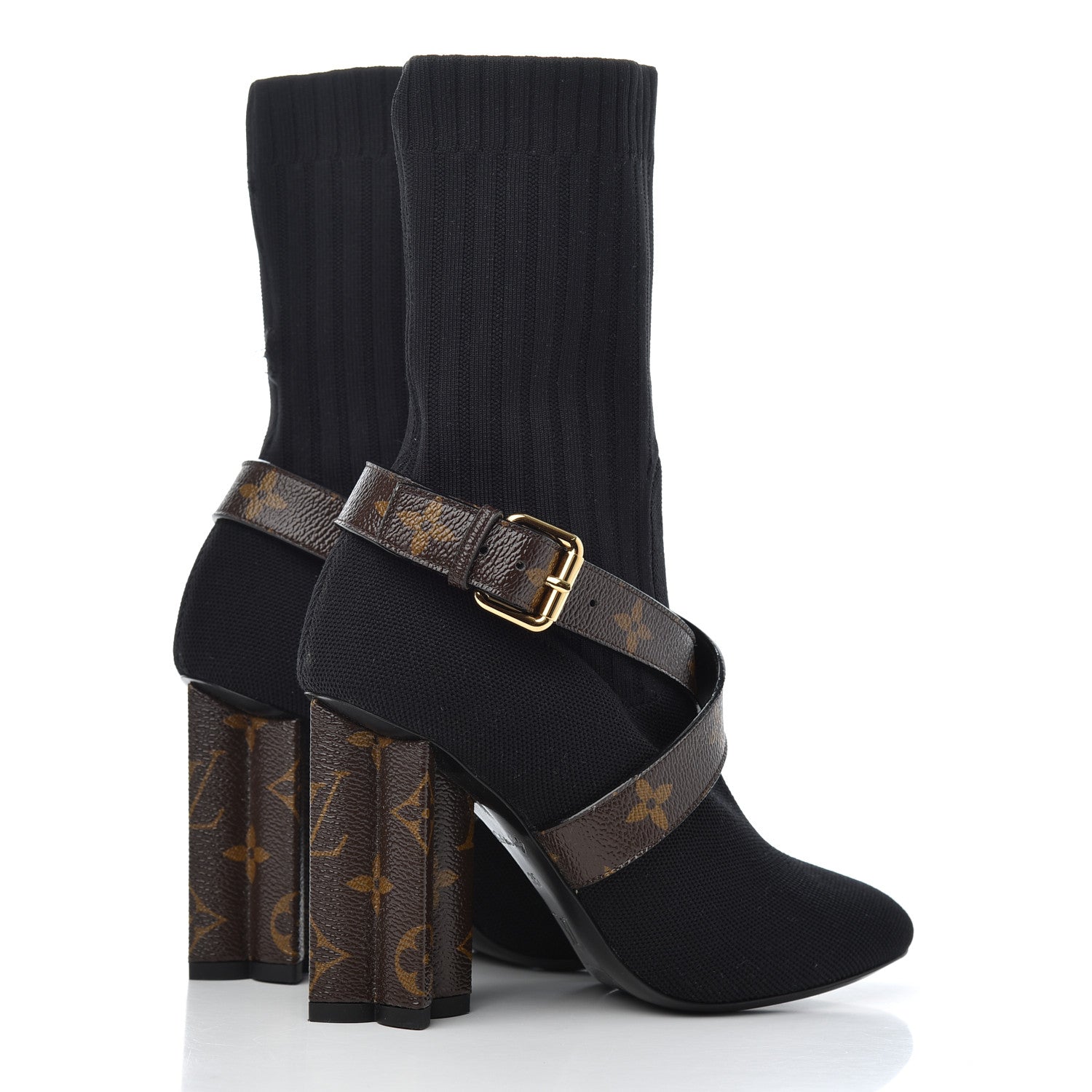 Louis Vuitton Monogram Stretch Fabric Silhouette Ankle Boots 35 Black 4 of 13